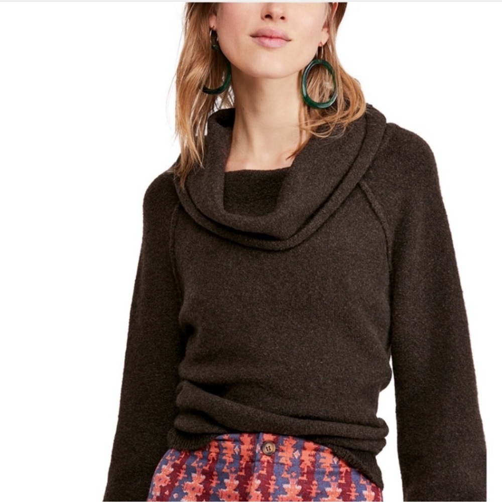 Free People Echo Beach Pullover Sweater Majestic Oak Heathered Brown Size Small